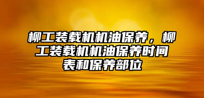 柳工裝載機(jī)機(jī)油保養(yǎng)，柳工裝載機(jī)機(jī)油保養(yǎng)時(shí)間表和保養(yǎng)部位