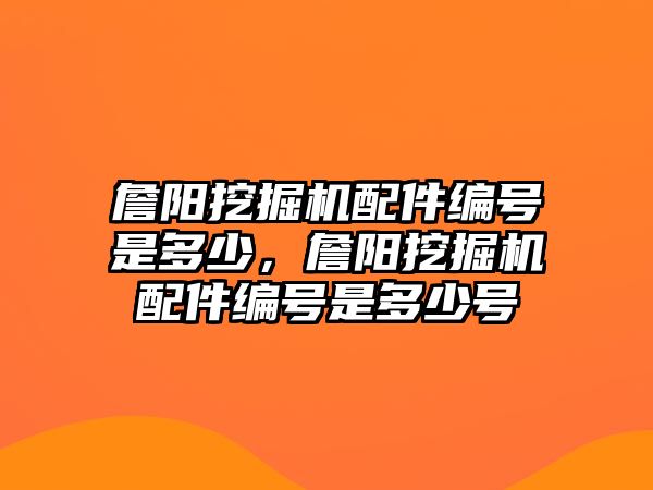 詹陽挖掘機配件編號是多少，詹陽挖掘機配件編號是多少號