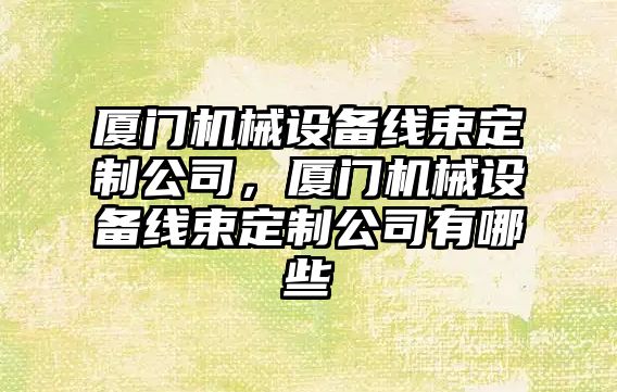 廈門機械設(shè)備線束定制公司，廈門機械設(shè)備線束定制公司有哪些