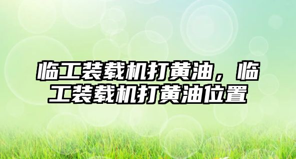 臨工裝載機打黃油，臨工裝載機打黃油位置