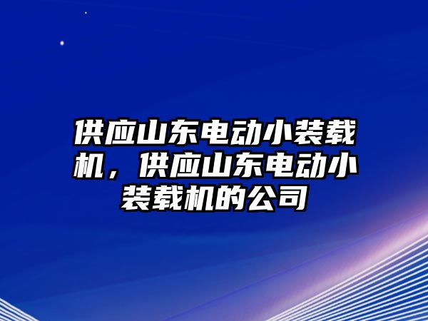 供應(yīng)山東電動小裝載機(jī)，供應(yīng)山東電動小裝載機(jī)的公司