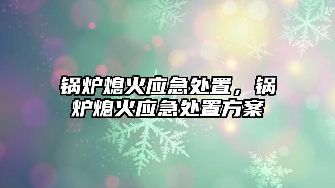 鍋爐熄火應急處置，鍋爐熄火應急處置方案