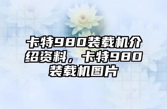 卡特980裝載機(jī)介紹資料，卡特980裝載機(jī)圖片