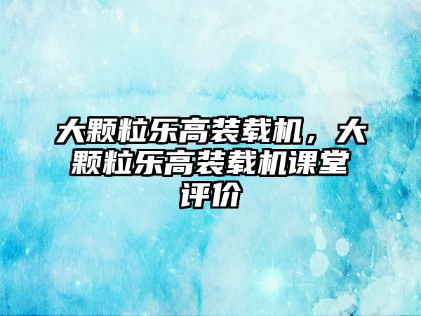 大顆粒樂高裝載機，大顆粒樂高裝載機課堂評價