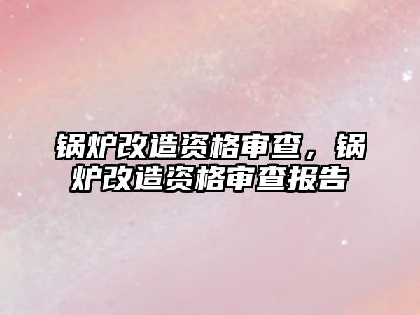 鍋爐改造資格審查，鍋爐改造資格審查報告