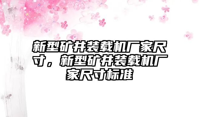 新型礦井裝載機廠家尺寸，新型礦井裝載機廠家尺寸標(biāo)準(zhǔn)