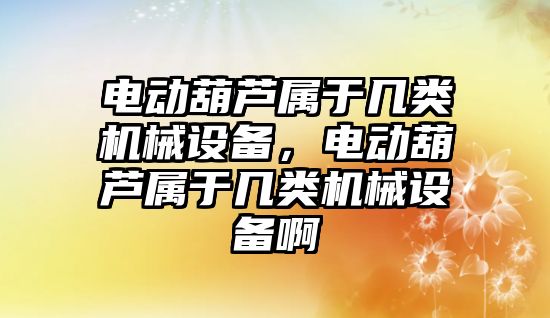 電動葫蘆屬于幾類機(jī)械設(shè)備，電動葫蘆屬于幾類機(jī)械設(shè)備啊