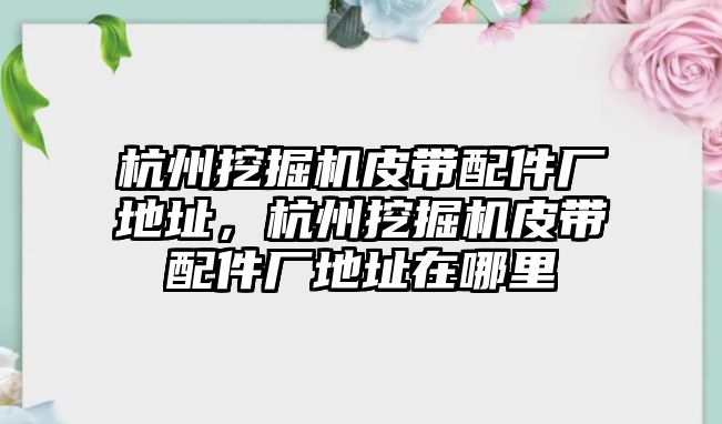 杭州挖掘機皮帶配件廠地址，杭州挖掘機皮帶配件廠地址在哪里