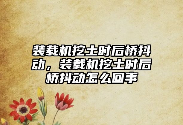 裝載機(jī)挖土?xí)r后橋抖動(dòng)，裝載機(jī)挖土?xí)r后橋抖動(dòng)怎么回事