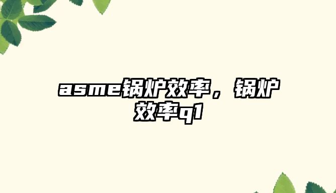 asme鍋爐效率，鍋爐效率q1