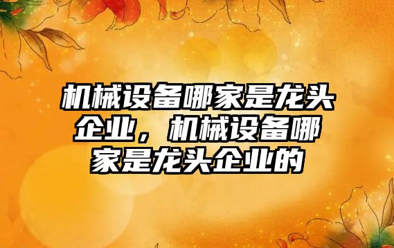 機械設(shè)備哪家是龍頭企業(yè)，機械設(shè)備哪家是龍頭企業(yè)的