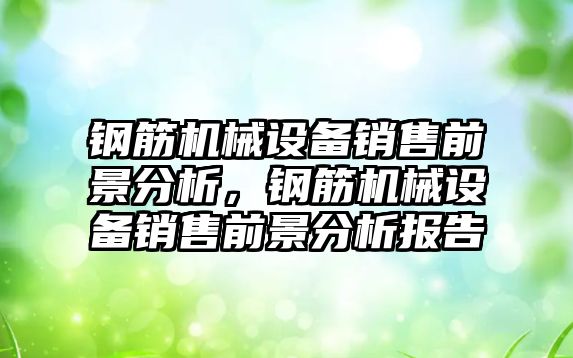 鋼筋機械設(shè)備銷售前景分析，鋼筋機械設(shè)備銷售前景分析報告