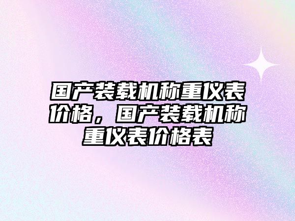 國產(chǎn)裝載機稱重儀表價格，國產(chǎn)裝載機稱重儀表價格表