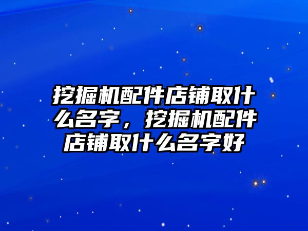 挖掘機配件店鋪取什么名字，挖掘機配件店鋪取什么名字好