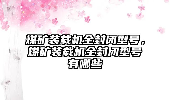 煤礦裝載機(jī)全封閉型號，煤礦裝載機(jī)全封閉型號有哪些