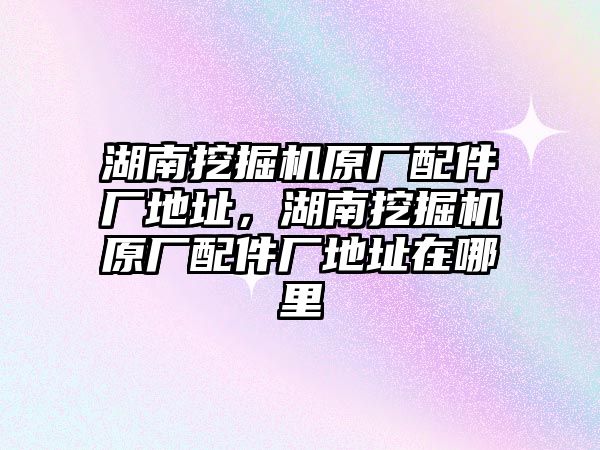 湖南挖掘機原廠配件廠地址，湖南挖掘機原廠配件廠地址在哪里