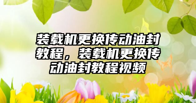 裝載機更換傳動油封教程，裝載機更換傳動油封教程視頻