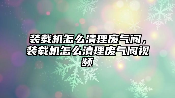 裝載機(jī)怎么清理廢氣閥，裝載機(jī)怎么清理廢氣閥視頻