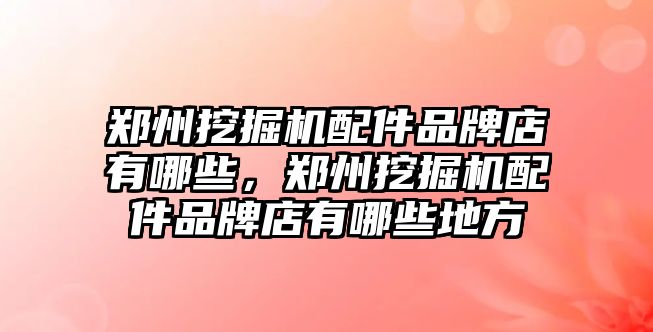 鄭州挖掘機配件品牌店有哪些，鄭州挖掘機配件品牌店有哪些地方