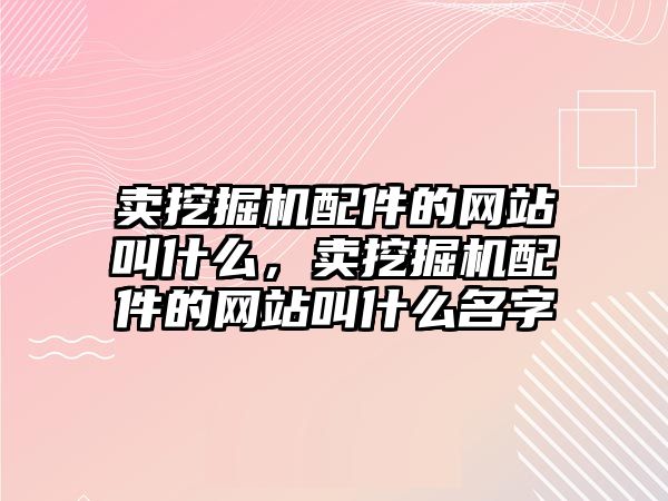 賣挖掘機配件的網(wǎng)站叫什么，賣挖掘機配件的網(wǎng)站叫什么名字