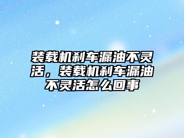 裝載機剎車漏油不靈活，裝載機剎車漏油不靈活怎么回事