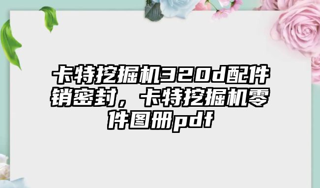 卡特挖掘機320d配件銷密封，卡特挖掘機零件圖冊pdf