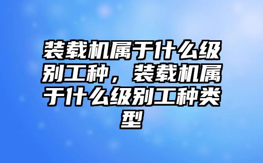 裝載機屬于什么級別工種，裝載機屬于什么級別工種類型