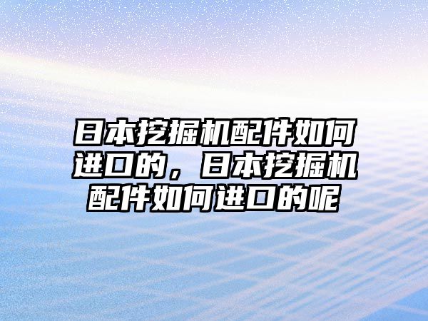 日本挖掘機配件如何進口的，日本挖掘機配件如何進口的呢