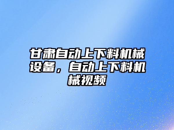 甘肅自動上下料機械設備，自動上下料機械視頻