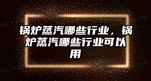 鍋爐蒸汽哪些行業(yè)，鍋爐蒸汽哪些行業(yè)可以用