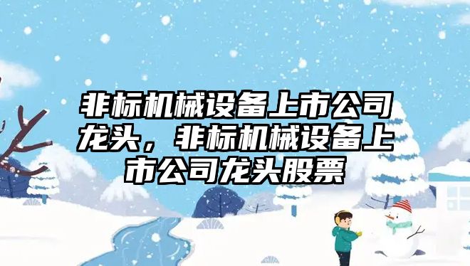 非標(biāo)機械設(shè)備上市公司龍頭，非標(biāo)機械設(shè)備上市公司龍頭股票