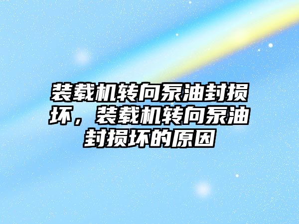 裝載機轉向泵油封損壞，裝載機轉向泵油封損壞的原因