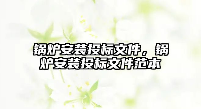 鍋爐安裝投標文件，鍋爐安裝投標文件范本