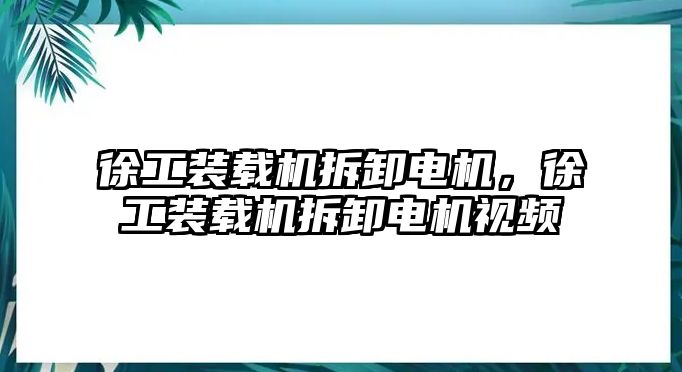 徐工裝載機拆卸電機，徐工裝載機拆卸電機視頻