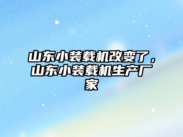 山東小裝載機改變了，山東小裝載機生產廠家