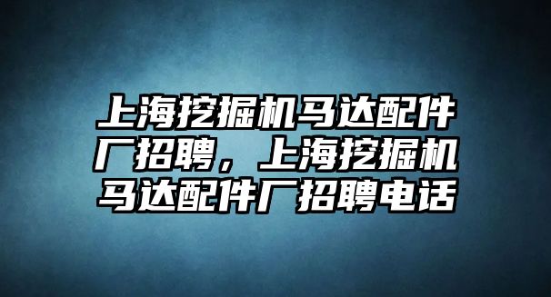 上海挖掘機馬達配件廠招聘，上海挖掘機馬達配件廠招聘電話