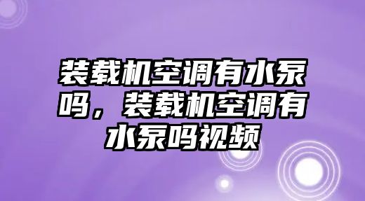 裝載機空調(diào)有水泵嗎，裝載機空調(diào)有水泵嗎視頻