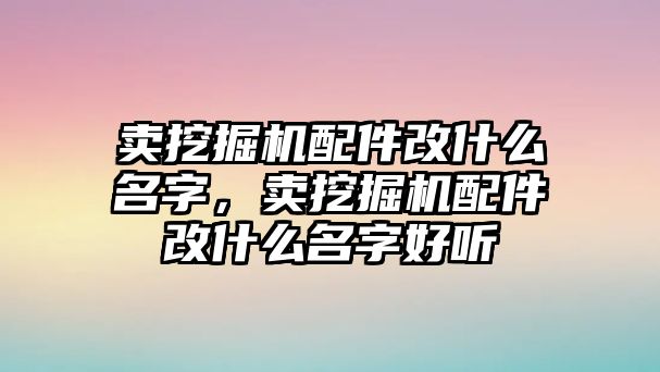 賣挖掘機配件改什么名字，賣挖掘機配件改什么名字好聽