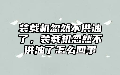 裝載機忽然不供油了，裝載機忽然不供油了怎么回事