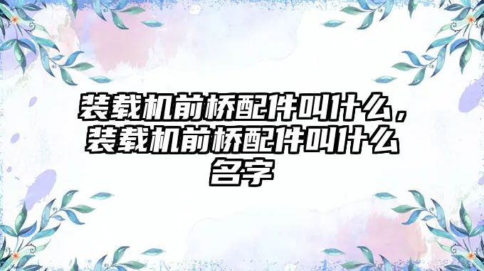 裝載機前橋配件叫什么，裝載機前橋配件叫什么名字