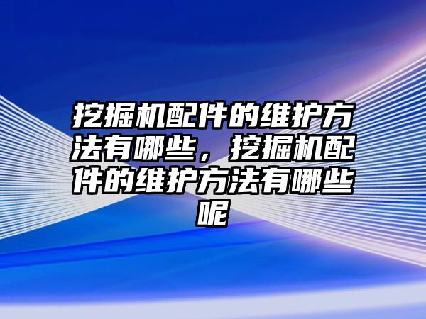 挖掘機配件的維護方法有哪些，挖掘機配件的維護方法有哪些呢