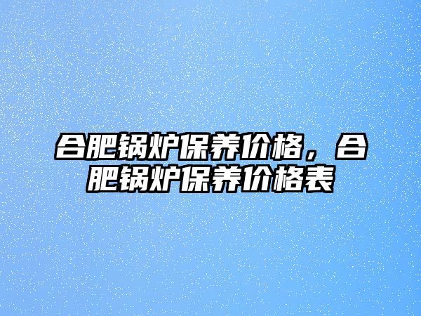 合肥鍋爐保養(yǎng)價格，合肥鍋爐保養(yǎng)價格表