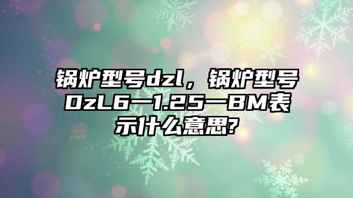 鍋爐型號(hào)dzl，鍋爐型號(hào)DzL6一1.25一BM表示什么意思?