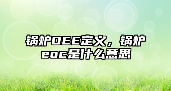 鍋爐OEE定義，鍋爐eoc是什么意思