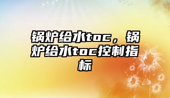 鍋爐給水toc，鍋爐給水toc控制指標(biāo)