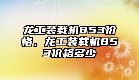 龍工裝載機(jī)853價格，龍工裝載機(jī)853價格多少