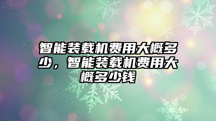 智能裝載機(jī)費(fèi)用大概多少，智能裝載機(jī)費(fèi)用大概多少錢