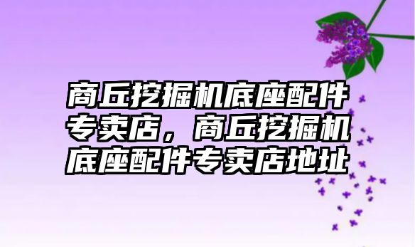 商丘挖掘機底座配件專賣店，商丘挖掘機底座配件專賣店地址