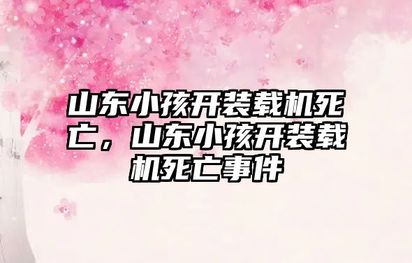 山東小孩開裝載機死亡，山東小孩開裝載機死亡事件