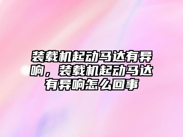 裝載機起動馬達有異響，裝載機起動馬達有異響怎么回事